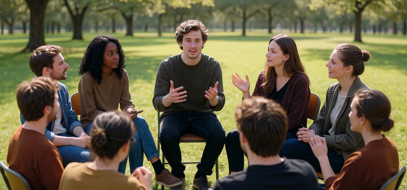 Recovery group outdoors